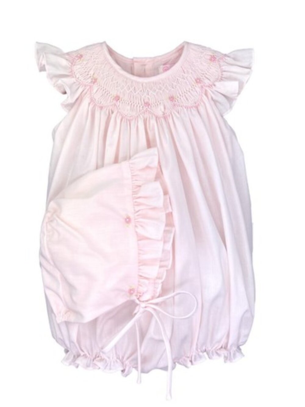 Petit Ami Pink Smocked 2pc Bubble Angel Wing 3 Months Baby Girls Romper 3M